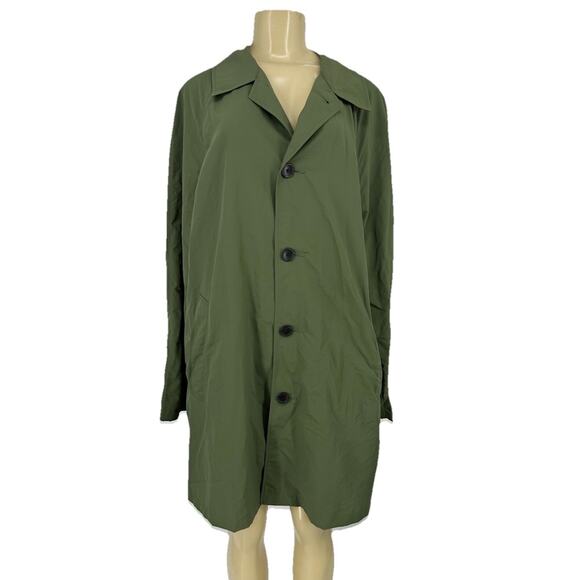 Uniqlo Large Women Button Up Green Relaxed Fit Light Jacket Midi 14-22 - Picture 1 of 10